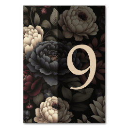 ネイビーブルー&ブルゴーニュMoodyフローラ表9 テーブルナンバー