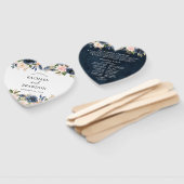 ネイビーブルー ブルッシュピンク ローズ ボタニカル ハート ハンドファン (組立なし)