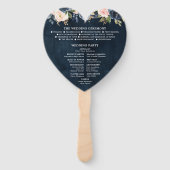 ネイビーブルー ブルッシュピンク ローズ ボタニカル ハート ハンドファン (裏面)