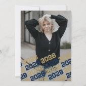 ネイビーブルー&ブロンズ卒業写真サンキューカード 招待状 (裏面)