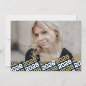 ネイビーブルー&ブロンズ4写真卒業のお知らせ 招待状 (裏面)