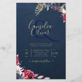 ネイビーブルー ベリー フラワー バーガンディー 冬 秋 チラシ