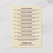 ネイビーブルー&ベージュソープの香りの成分リスト 名刺 (裏面)