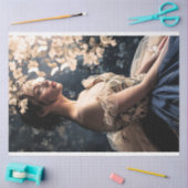 ネイビーブルー&ベージュバレリーナ美しい&フローラ 薄葉紙 (クラフト)