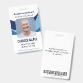 ネイビーブルー・ホワイトの社員写真ID バッジ (正面&裏面)