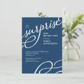 ネイビーブルー&ホワイトエレガントサプライズ誕生日パーティー 招待状 (スタンド正面)