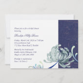 ネイビーブルー&ホワイトエレガントフローラブライダルシャワー 招待状 (裏面)