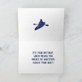 ネイビーブルー&ホワイトカヤカース誕生日 カード (内部)