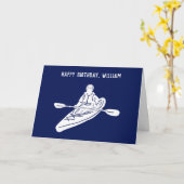 ネイビーブルー&ホワイトカヤカース誕生日 カード (黄色い花)