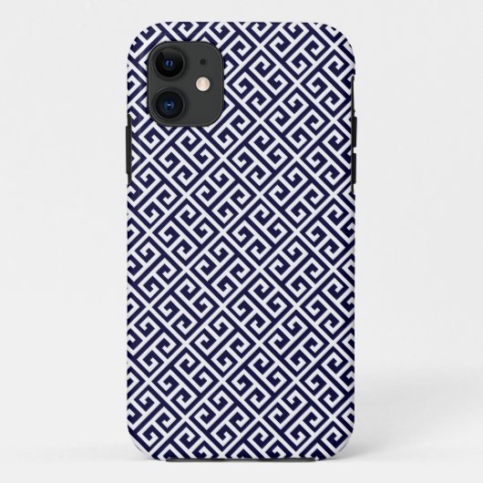 ネイビーブルー&ホワイトギリシャ語鍵パターンiPhone 5ケース Case-Mate iPhoneケース (裏面)