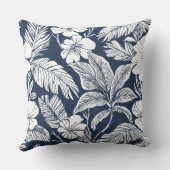 ネイビーブルー&ホワイトコーストフローラ装飾用クッション クッション (裏面)