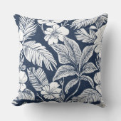 ネイビーブルー&ホワイトコーストフローラ装飾用クッション クッション (正面)
