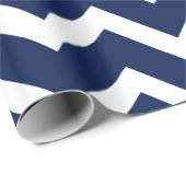 ネイビーブルー&ホワイトシェブロンジグザグパターン ラッピングペーパー (ロールコーナー)