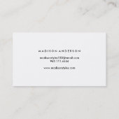 ネイビーブルー&ホワイトシックストライプ金ゴールドヴィンテージフローラ 名刺 (裏面)