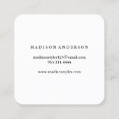 ネイビーブルー&ホワイトシック金ゴールドリップ – メイクアップアーティスト スクエア名刺 (裏面)