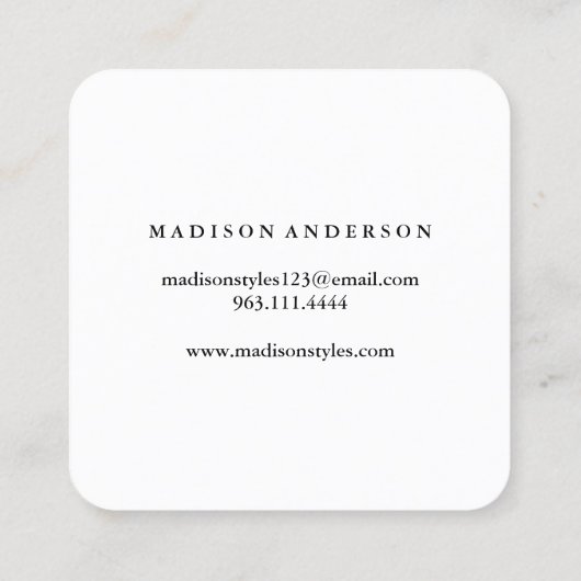 ネイビーブルー&ホワイトシック金ゴールドリップ – メイクアップアーティスト スクエア名刺 (裏面)