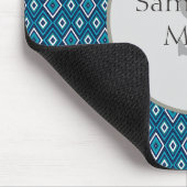 ネイビーブルー&ホワイトダイヤモンドモノグラムマウスパッド マウスパッド (コーナー)