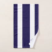 ネイビーブルー&ホワイトバスタオルストライプのセットに星 バスタオルセット (ハンドタオル)