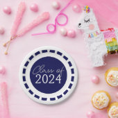 ネイビーブルー&ホワイトフィルムストリップクラス卒業 ペーパープレート (パーティー)