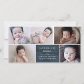 ネイビーブルー&ホワイトフォトコラージュベビー 案内状 (正面)