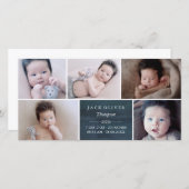 ネイビーブルー&ホワイトフォトコラージュベビー 案内状 (正面/裏面)