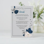 ネイビーブルー&ホワイトフラワーシルバー葉詳細 エンクロージャーカード (スタンド正面)