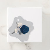 ネイビーブルー&ホワイトフラワーボタニカルメッセージカード フェイバータグ (インサイチュ)