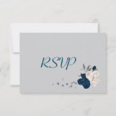 ネイビーブルー&ホワイトフラワーボタニカル 出欠カード (裏面)