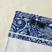 ネイビーブルー&ホワイトフローラペイズリーゾウ ビーチタオル (インサイチュ)