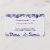 ネイビーブルー&ホワイトフローラペイズリーレース 名刺 (裏面)