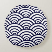 ネイビーブルー&ホワイトホタテ型円枕 ラウンドクッション (正面)