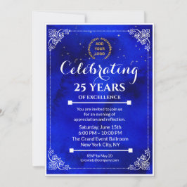 ネイビーブルー&ホワイトマイルストーンビジネスイベント招待状 招待状