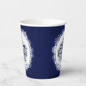 ネイビーブルー&ホワイトミニマルチエレガントルツメリーマス 紙コップ (左)