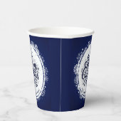 ネイビーブルー&ホワイトミニマルチエレガントルツメリーマス 紙コップ (右)