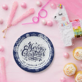 ネイビーブルー&ホワイトミニマルメリーエレガントクリスマス ペーパープレート (パーティー)