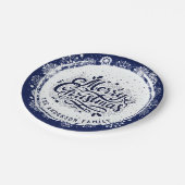 ネイビーブルー&ホワイトミニマルメリーエレガントクリスマス ペーパープレート (アングル)