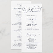 ネイビーブルー&ホワイトミニマル結婚リスト プログラム (正面/裏面)