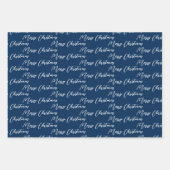 ネイビーブルー&ホワイトモダンクリスマスツリー ラッピングペーパーシート (正面)