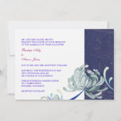 ネイビーブルー&ホワイトラックス結婚フローラ 招待状 (裏面)