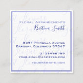 ネイビーブルー&ホワイトリリーフローラアレンジメントフローリスト スクエア名刺 (裏面)