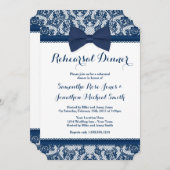 ネイビーブルー&ホワイトレースボウリハーサルディナー 招待状 (正面/裏面)