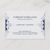 ネイビーブルー&ホワイトレース華美フレーム 名刺 (裏面)