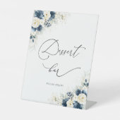 ネイビーブルー&ホワイトローズデザートバーサイン 台座サイン (正面)