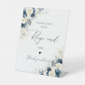 ネイビーブルー&ホワイトローズレシピカードサイン 台座サイン (正面)