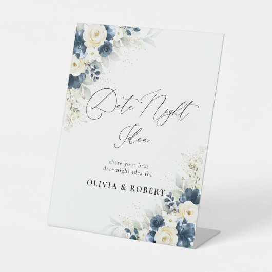 ネイビーブルー&ホワイトローゼズデイトナイトアイディアサイン 台座サイン (正面)