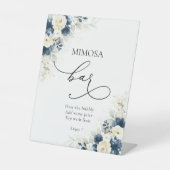 ネイビーブルー&ホワイトローゼズミモザバーサイン 台座サイン (正面)