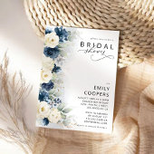 ネイビーブルー&ホワイトローゼブライダルシャワー招待 招待状