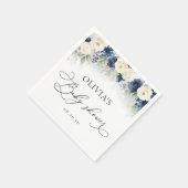 ネイビーブルー&ホワイトローゼベビーシャワーペーパーナプキン スタンダードカクテルナプキン (角)