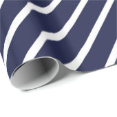 ネイビーブルー&ホワイト斜ストライプ斜ギフトラップ ラッピングペーパー (ロールコーナー)