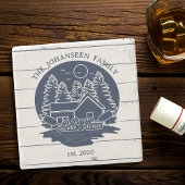 ネイビーブルー&ホワイト素朴ウッドレ航海のイクハウス ストーンコースター